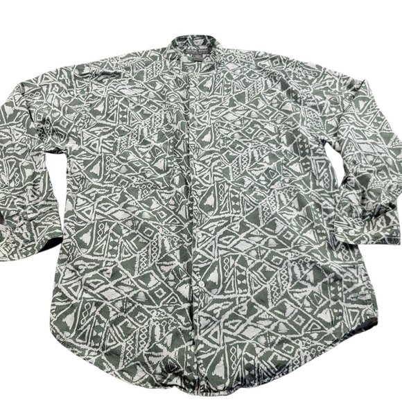 Generra Shirt Mens Medium Geometric Button Up Long Sleeve - Picture 1 of 7